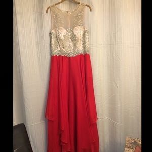 Beautiful Red/Gold Alyce Paris prom dress.